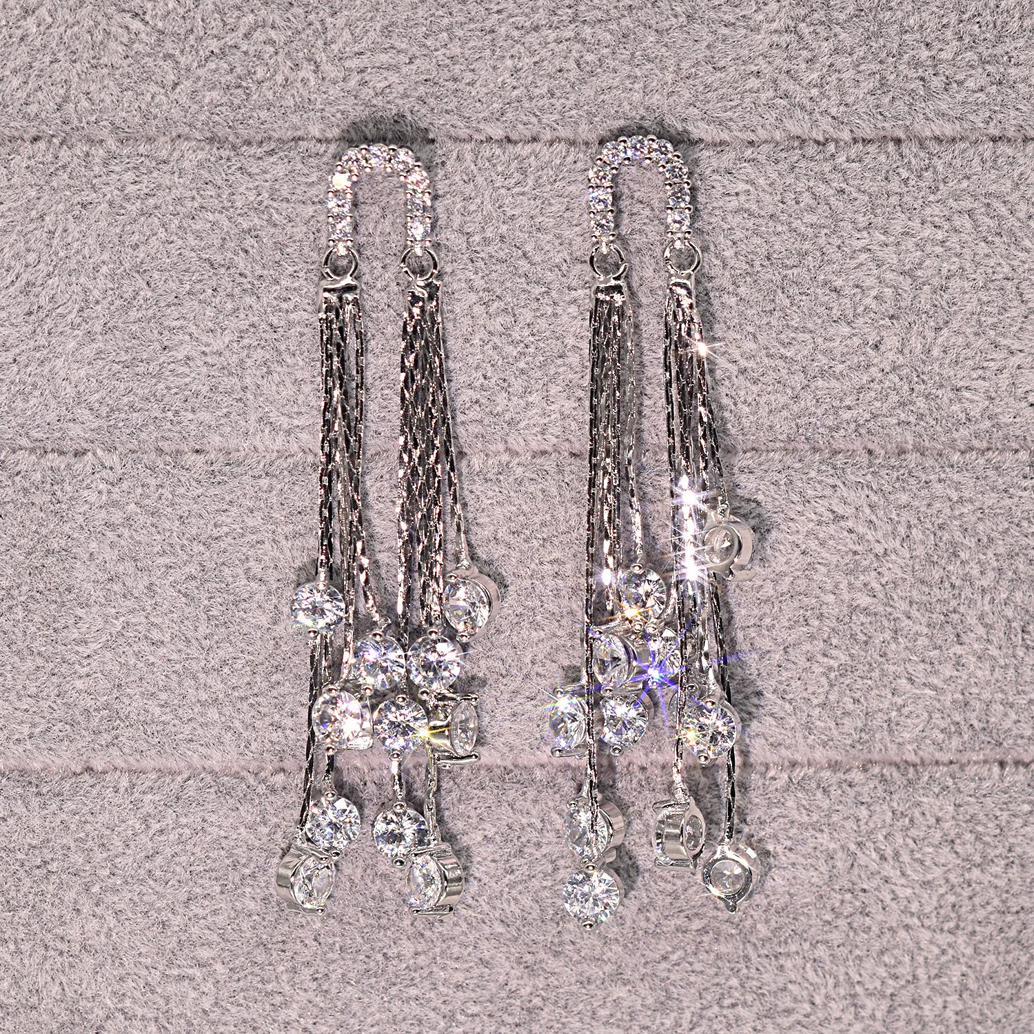 Натуральное чистое серебро преувеличенная кисточка алмазные серьги 925 ювелирные