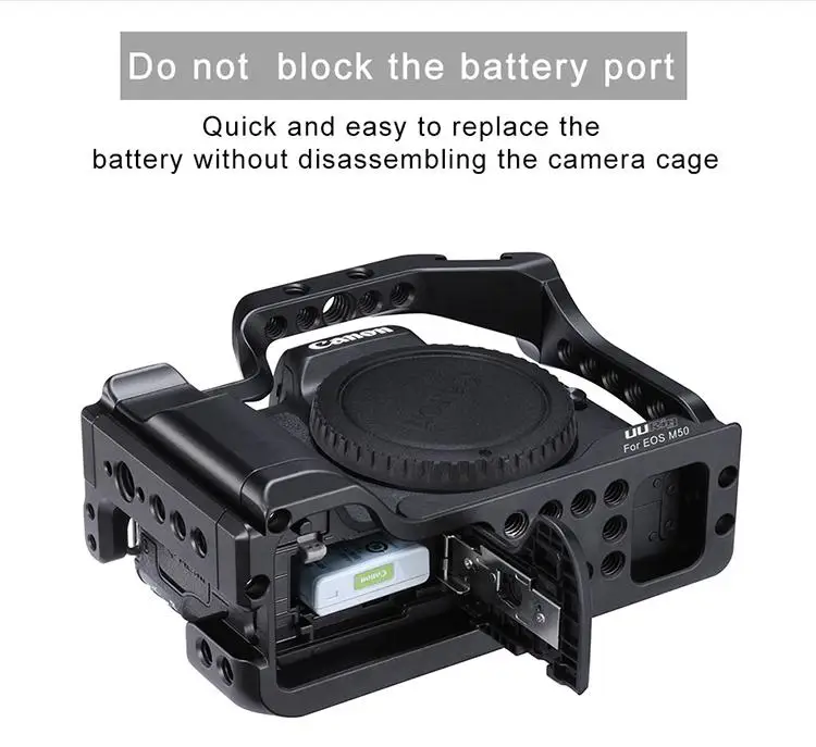 C-M50 UURig профессиональная DSLR камера клетка для Canon M50 M5 Arca быстросъемная клетка для EOS M50 Горячий башмак Arri отверстие 1/" 3/8" r60