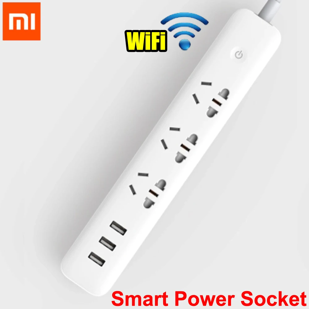 Xiaomi aigo Smart Power Strip extension cord with 3 USB ports wifi connect Mijia APP AU EU UK US power adapter smart home | Электроника