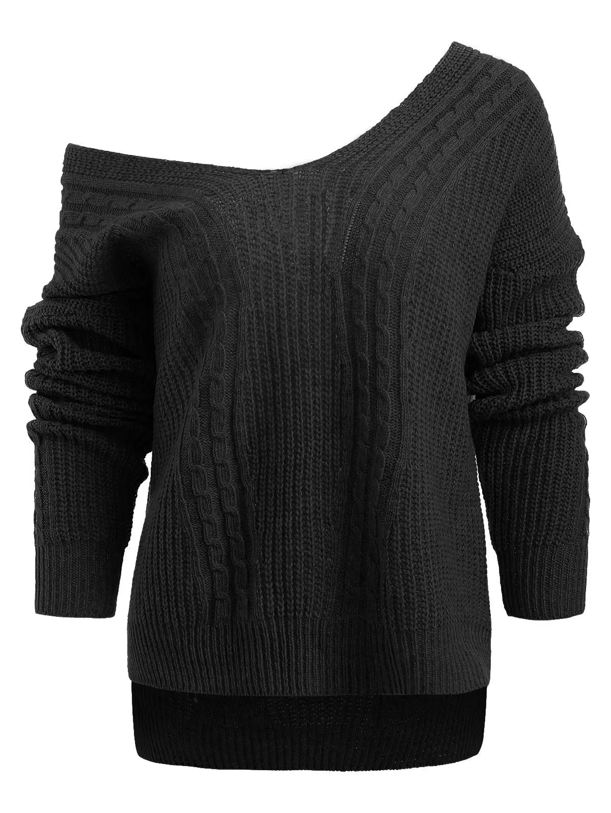

Women Sweaters High Low Jumper Top Winter V Neck Back Criss Cross Jacquard Shoulder Hemp Flower Knit Sweater Warm