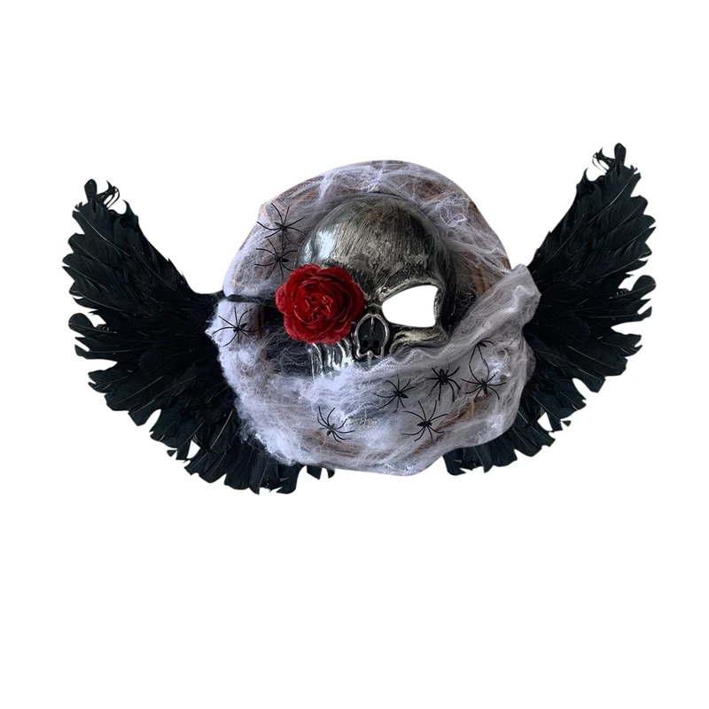 

Horror Halloween Wreath Flower Skull Mask Wreath Home Door Decoration Halloween Party Supplies Garland 28Cm