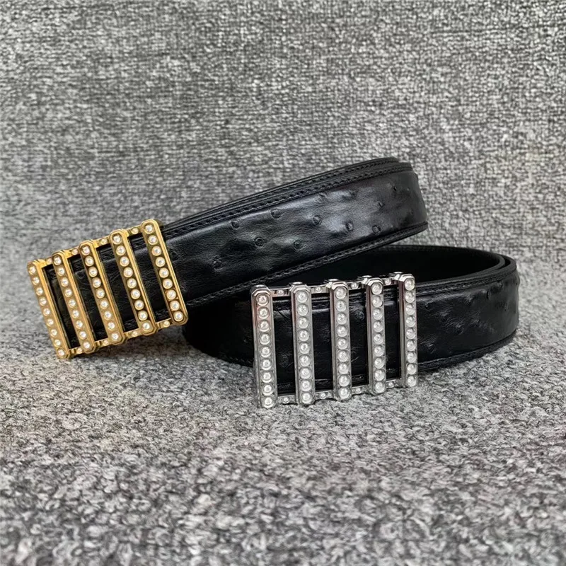 Подлинная настоящая страусиная кожа Необычные горный хрусталь серебряная