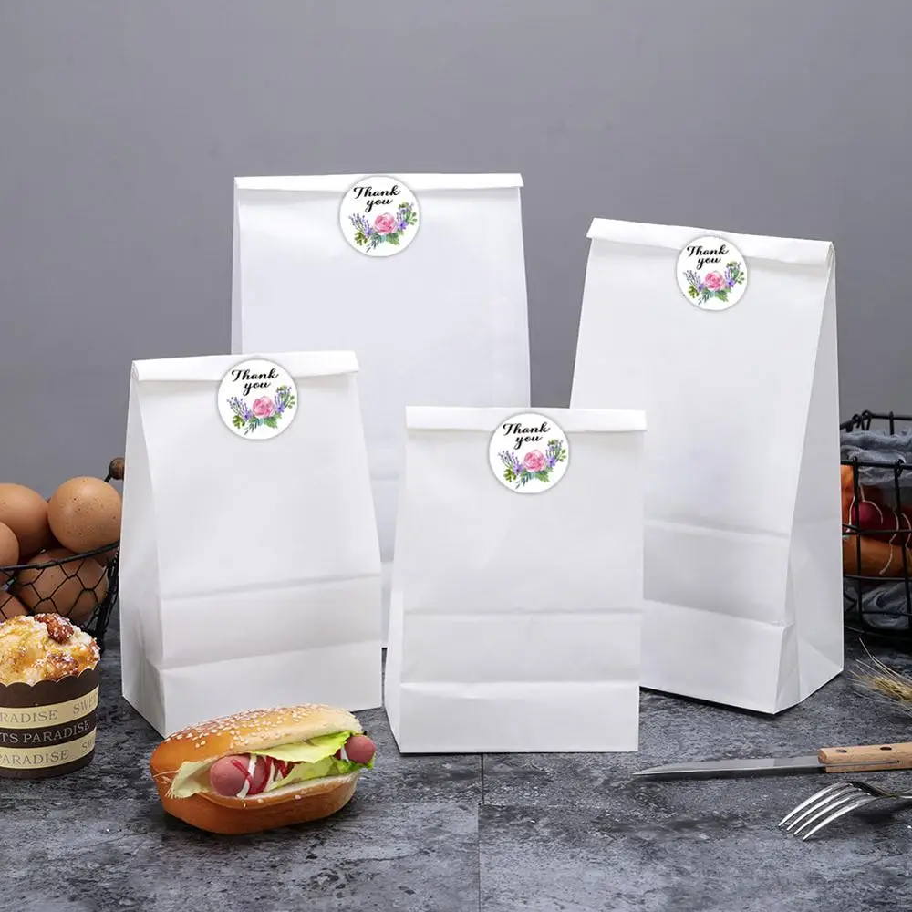 

500PCS Thank You Sticker 2.5cm 4 Patterns Green Floral Thank You Sticker Holiday Party Gift Decoration Sticker