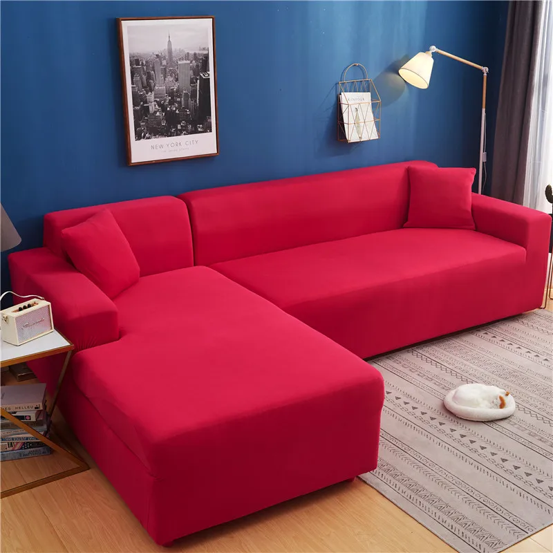 

Solid Stretch Elastic Sofa Cover Detachable L-shaped Couch of Sofa Fully Wrapped Couch Covers Sofa Covers for Living Room