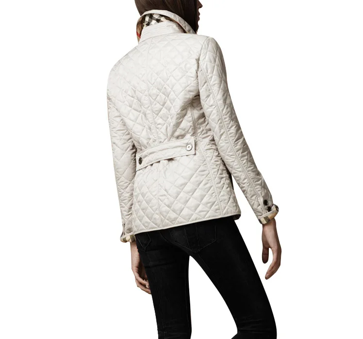 Hot Selling Small Cotton-padded Clothes Fold-down Collar Single Breasted Slim Fit Faux Silk Cotton Coat Quilted Cotton Plai
