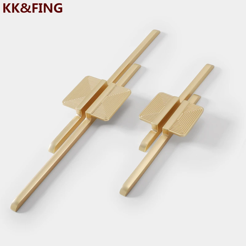 KK&FING Copper Brushed Cabinet Pulls Zinc alloy Cupboard Hhandle Furniture Wardrobe Knobs Kitchen Gold Cabinet Handles Hardware