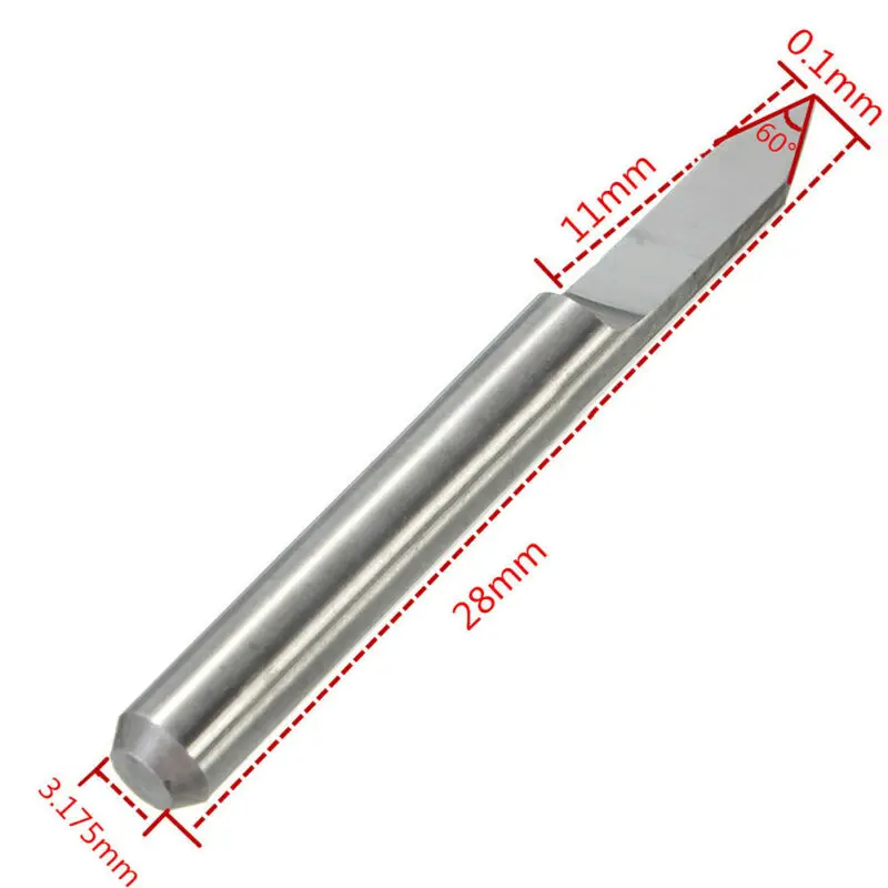 

10pcs 3.175mm Flat Bottom Carbide CNC Engraving Bits 60 Degree 0.1mm V-Shape