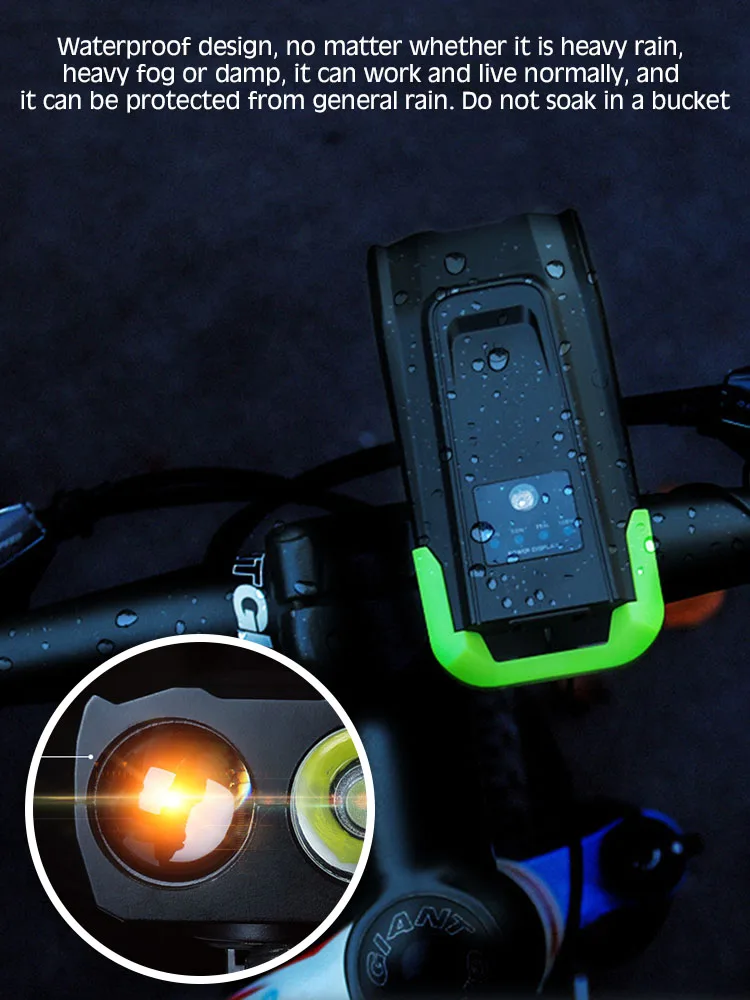 

Flashlight For Bike LED Bicycle Horn USB Bike Light Holder Waterproof Cycling Headlight Odometer Accessories