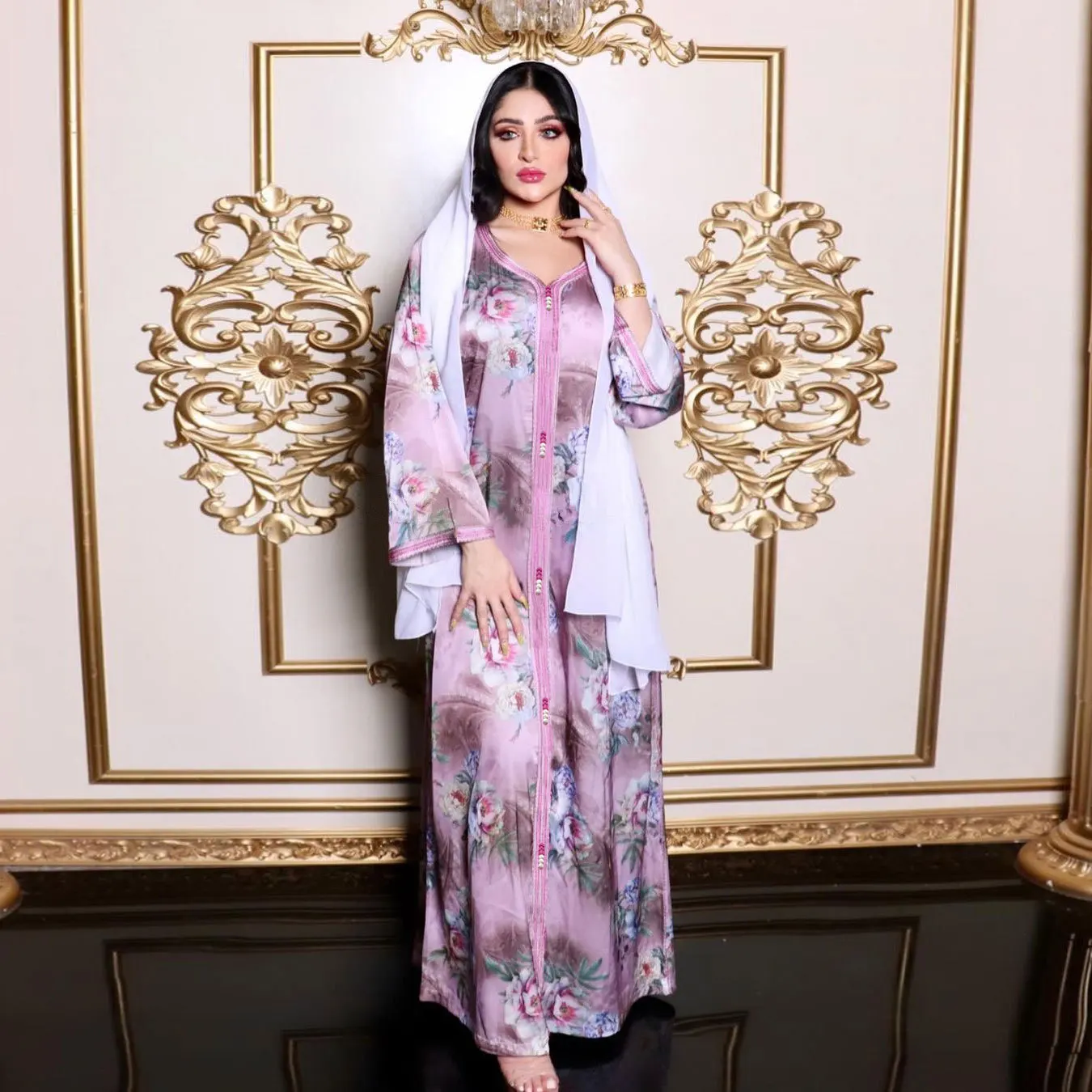 Wepbel Рамадан хиджаб Абая модное платье халат этнический принт Ближний Восток мусульманское платье Djellaba индейка кафтан