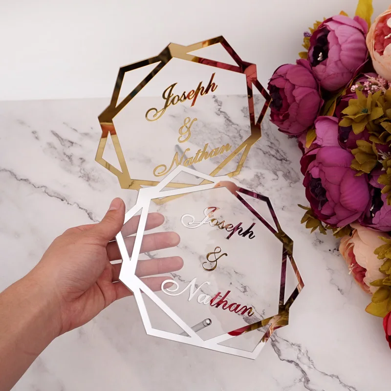 Акриловый стол с шестигранной подставкой индивидуальное свадебное имя