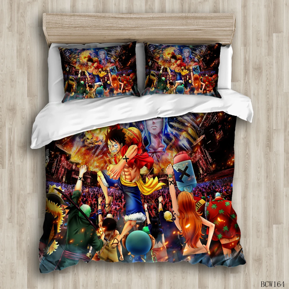 

3d Printed Bedding Set Hot Sale ONE PIECE 3d Bedroom Comforter Cover Set Monkey D. Luffy Duvet Cover Set Pillowcase For Boys