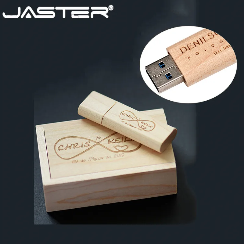 JASTER pen drive деревянный USB флэш-накопитель Кленовая деревянная упаковочная коробка