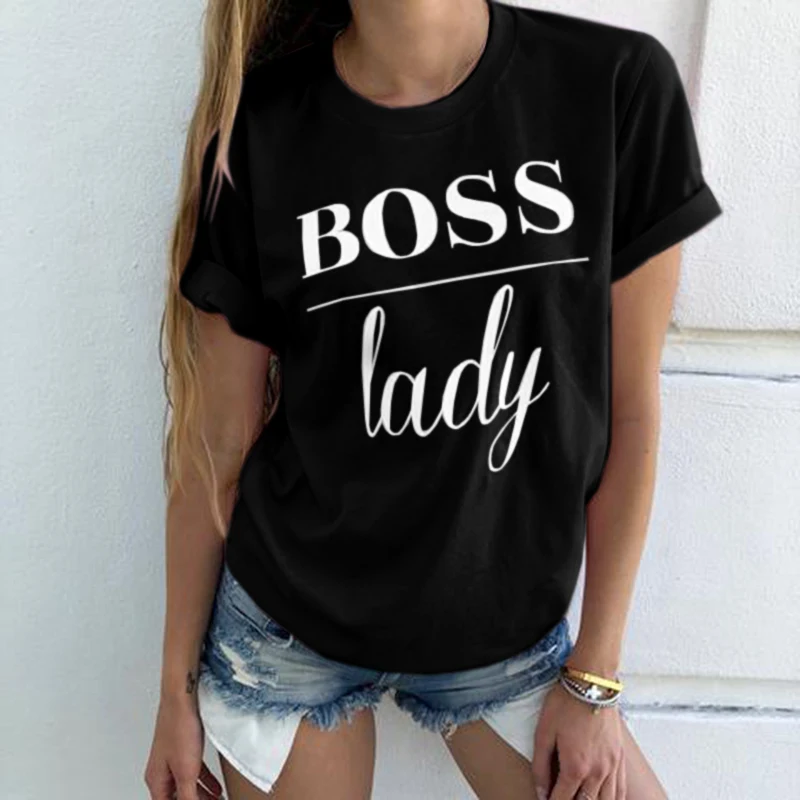 Новинка 2020 женские футболки BOSS LADY в стиле Харадзюку летняя свободная футболка