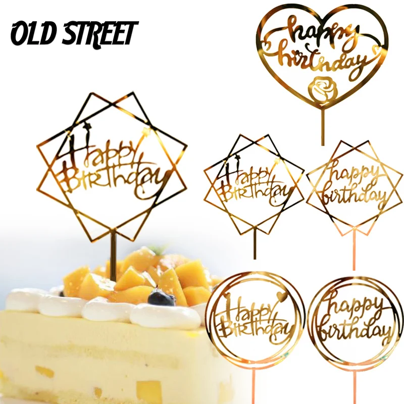 

1pc3pc5pc cake topper golden birthday cake congratulation insert row cake insert birthday card happy birthday cake top hat desse
