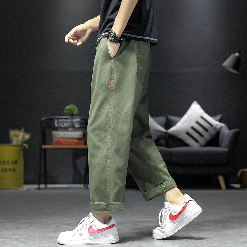 Брюки мужские повседневные с завязкой джоггеры хлопковые штаны уличная одежда в