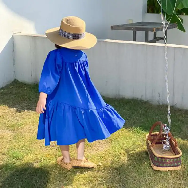 Платье для девочек с длинными рукавами и оборками хлопковые детские платья