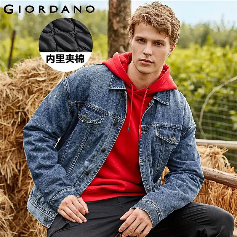 Giordano мужские куртки карго с длинным рукавом легкие джинсовые отложной воротник