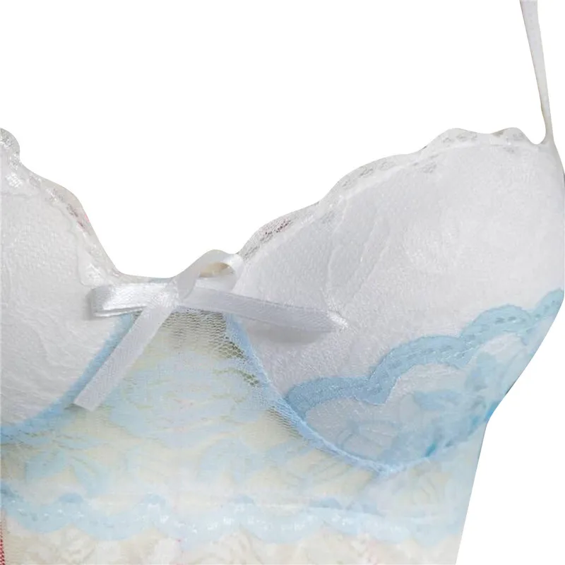 

hirigin 2021 Women Sexy Lace Lingerie Babydoll See-through Wireless Bra Set G-String Underwear Nightwear Bra Brief Sets S-2XL