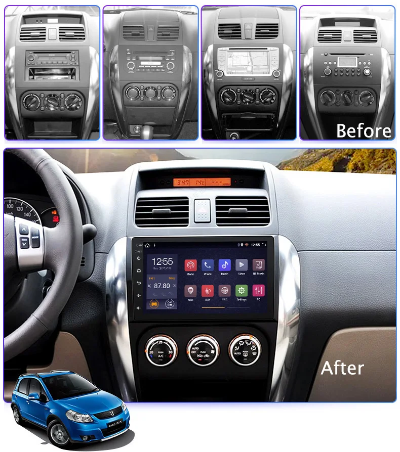 Автомобильный мультимедийный плеер Android 9 gps для Suzuki SX4 2006 2007 2008 2009 2010 2011 2012 2Din