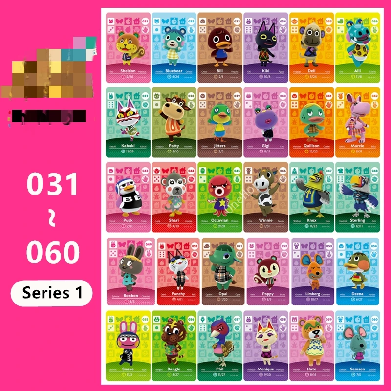 

Animal Croxxing Card NO.031~060 Amxxbo Work For NS NFC Games Series 2 Ntag215 NFC Tag