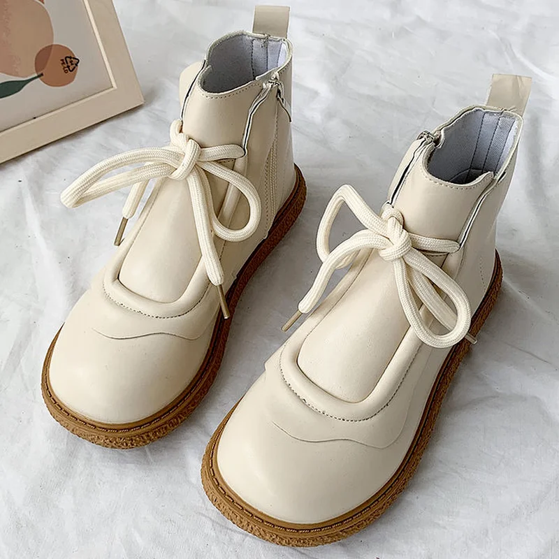 

Women's retro big head doll shoes Japanese platform PU leather women's ankle boots casual short boots 2022 new casual shoes