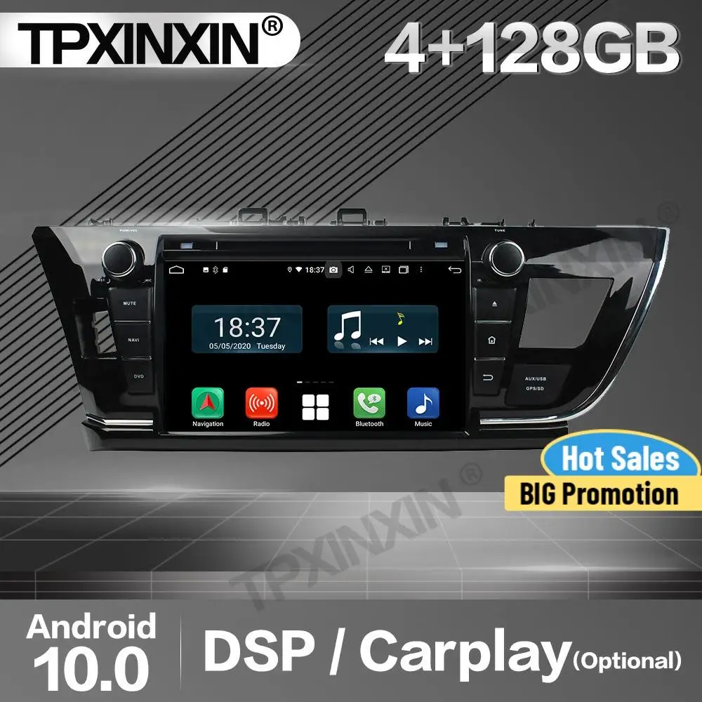 

Автомагнитола 2 Din, 128G Carplay, стерео приемник Android для Toyota Corolla 2014, 2015, 2016, левый DSP, GPS, навигатор, аудиоплеер