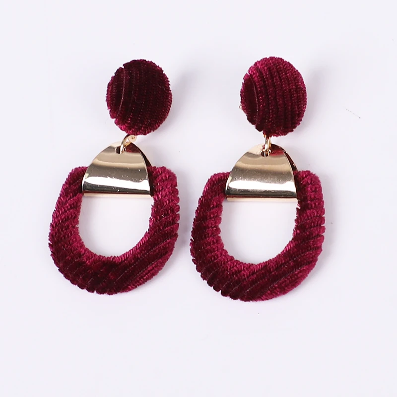 Серьги для женщин плюшевая подвеска в богемном стиле Корейская красная