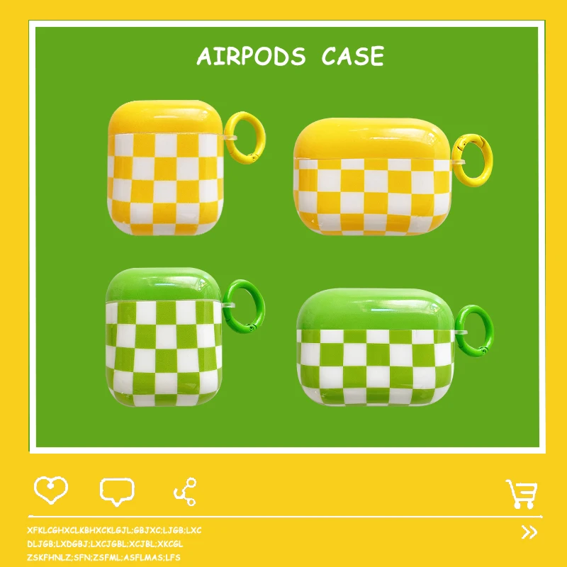 

Case for AirPods Case Pro 1 2 Glossy Solid Color Grid Transparent Case for Airpods 1 2 Cute Soft TPU Cover Earphone Bag for Girl
