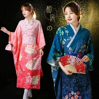 japanese traditional kimono with obi vintage women evening dress geisha yakata women stage show cherry blossom festival clothing