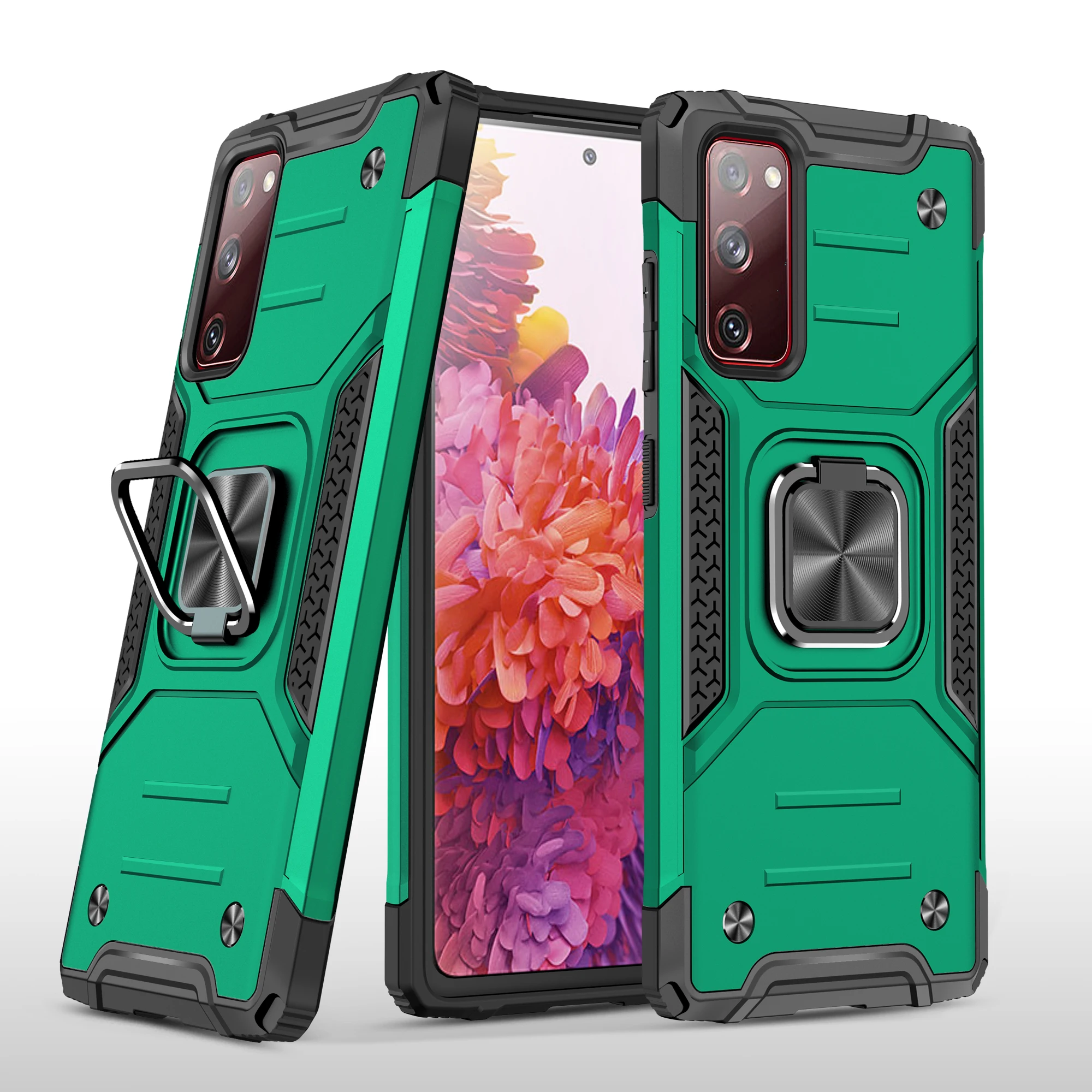 

Armor Shockproof Phone Case For Samsung Galaxy S8 S9 S10 Note 20 10 8 9 S10E S20 FE Plus Ultra Lite Ring Holder Kickstand Cover
