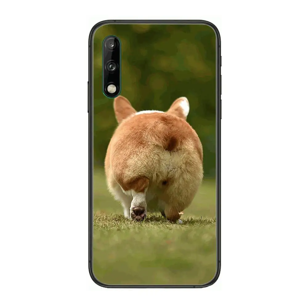 

Kawaii Corgi Dog cute Clear Phone Case For Huawei Y 5 6 7 8 9 A P S Pro 2020 2019 Black Etui Coque Hoesjes Comic Fashion