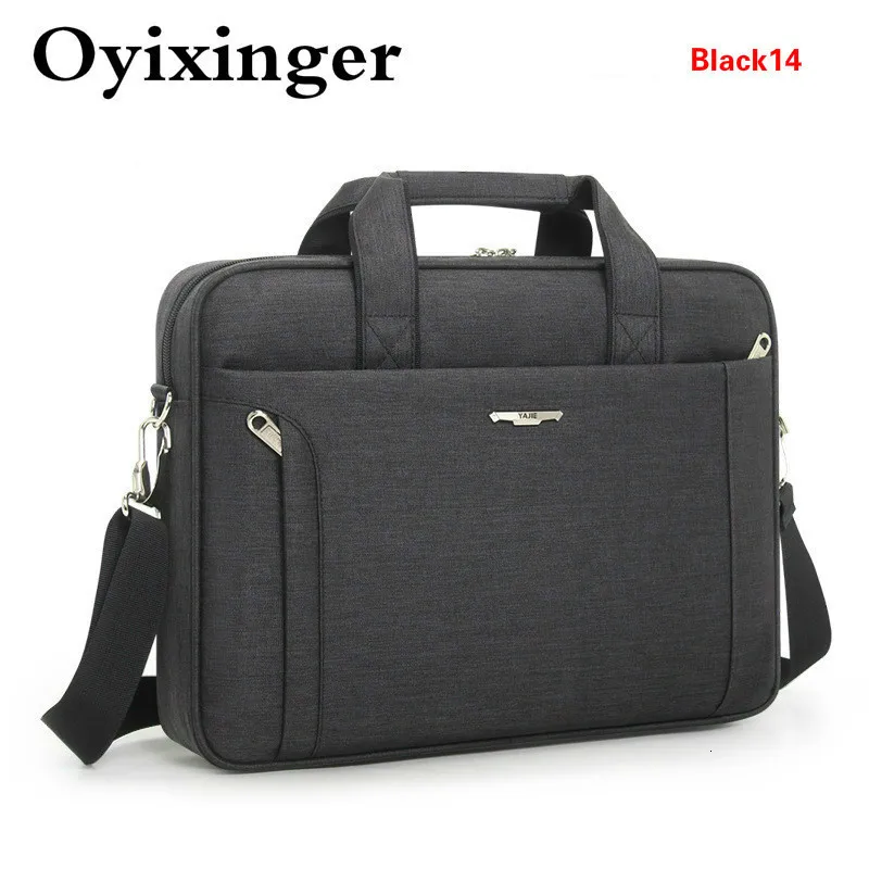 Black 14 inch OYIXINGER мужской портфель для ноутбука 14 15,6 дюймов, водонепроницаемая оксфордская мужская сумка, деловая женская сумка-мессенджер на одно плечо - Цвет: Black 14 inch