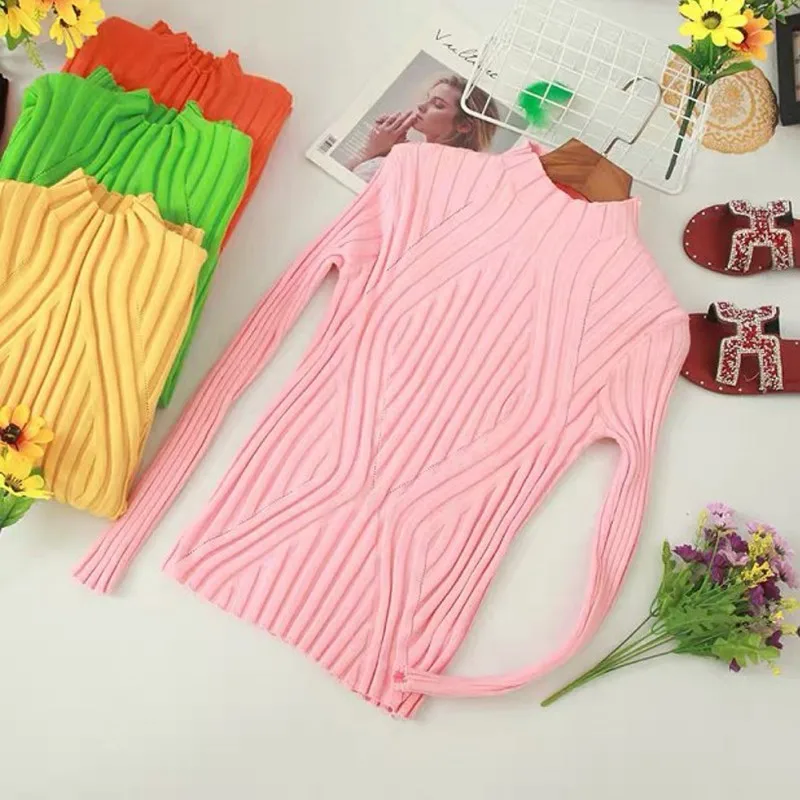 Плотный женский свитер весенне-осенний Новый трикотажный с высоким воротником и