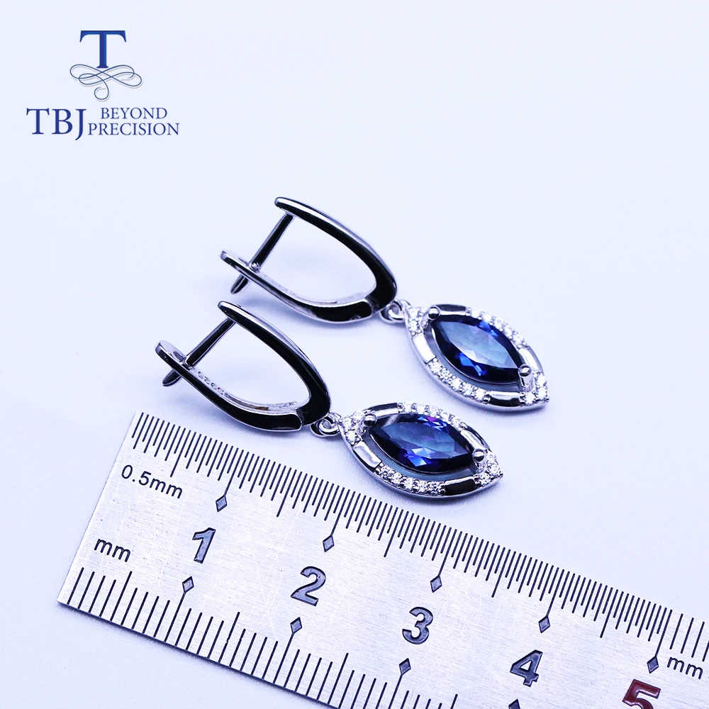 Синяя серьга с топазом mq 5*10 мм 2.3ct настоящий драгоценный камень ювелирные изделия из стерлингового серебра 925 пробы для женщин tbj продвижение