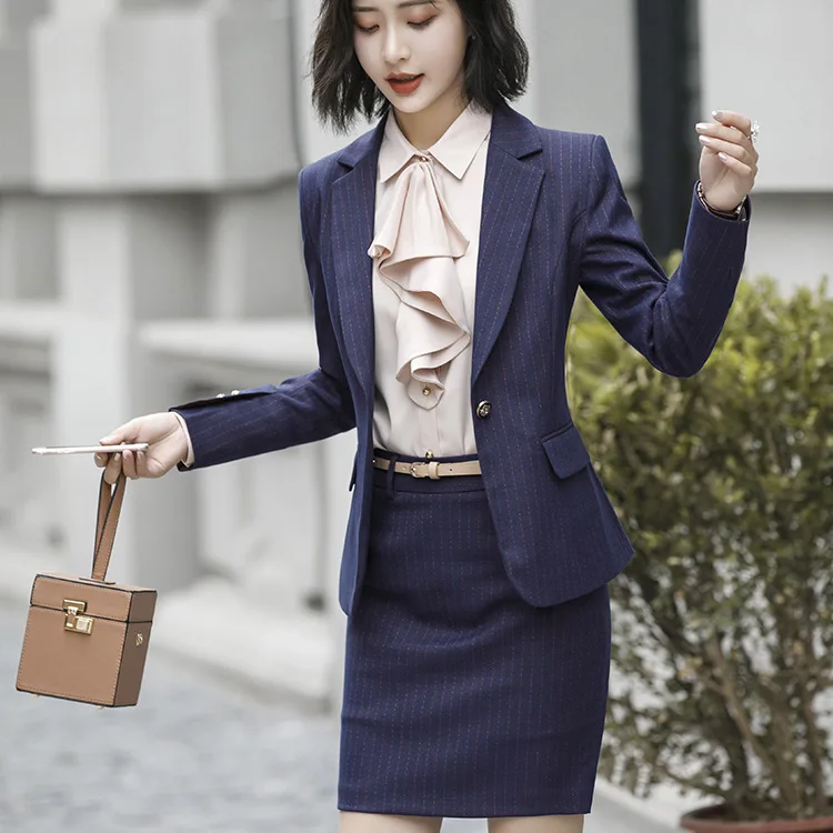 Костюм женский новый полосатый костюм на осень и зиму 2019 жилет с длинным рукавом