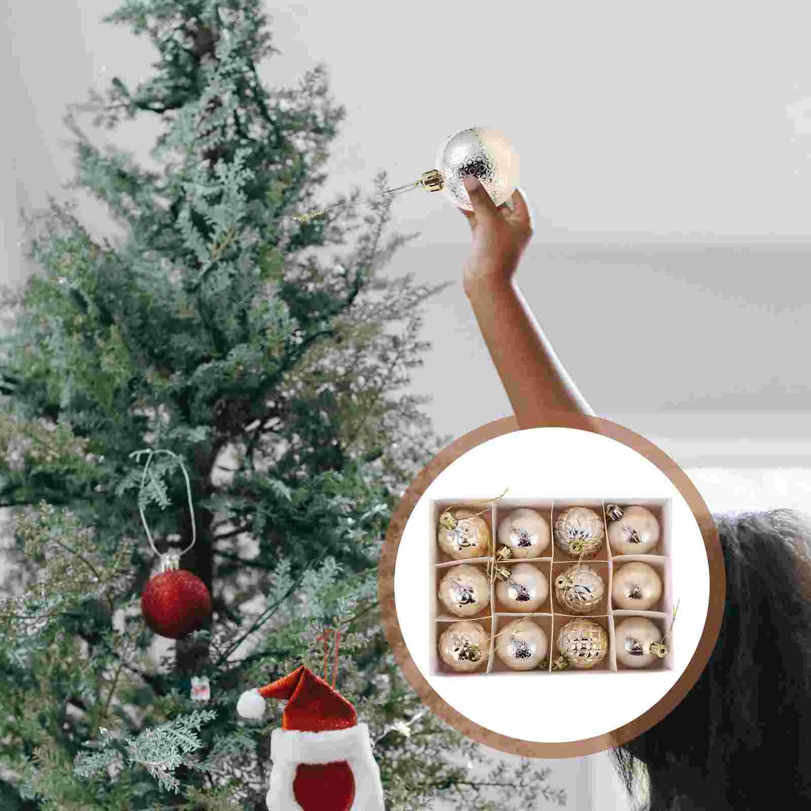 

12PCS Festive Xmas Elements Small Adorable Xmas Tree Hanging Ornament