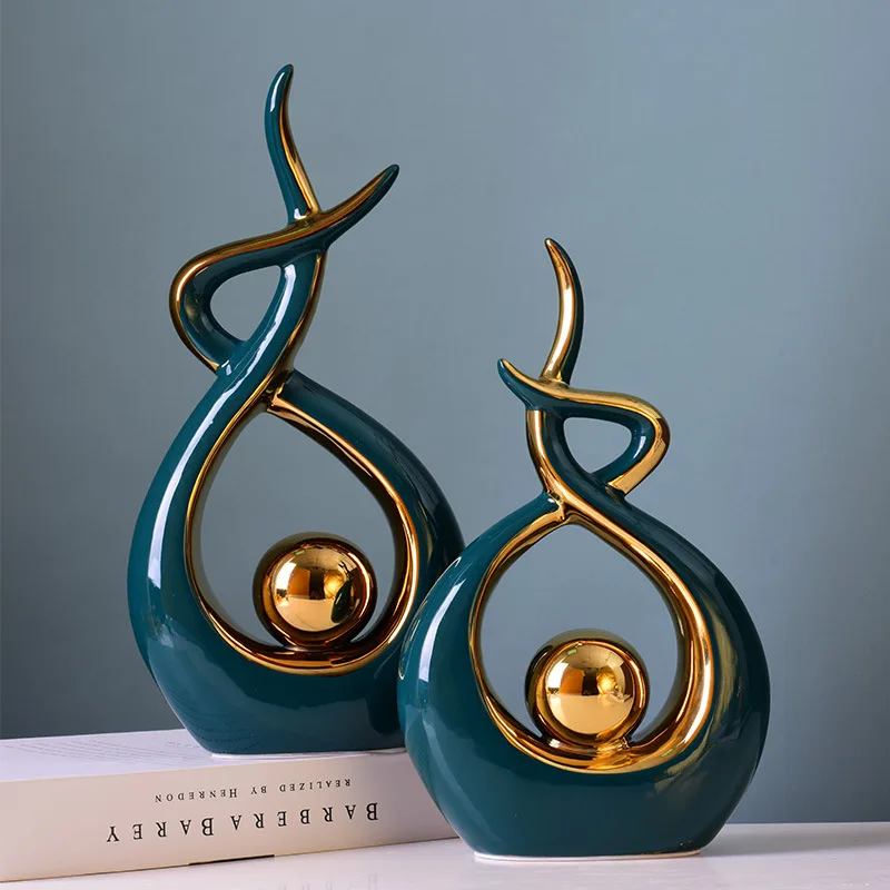 

Creative Ceramic Sculpture Abstract Ornament Figurine Modern Statue for Home Office Decor Centerpiece Decoration Living Room