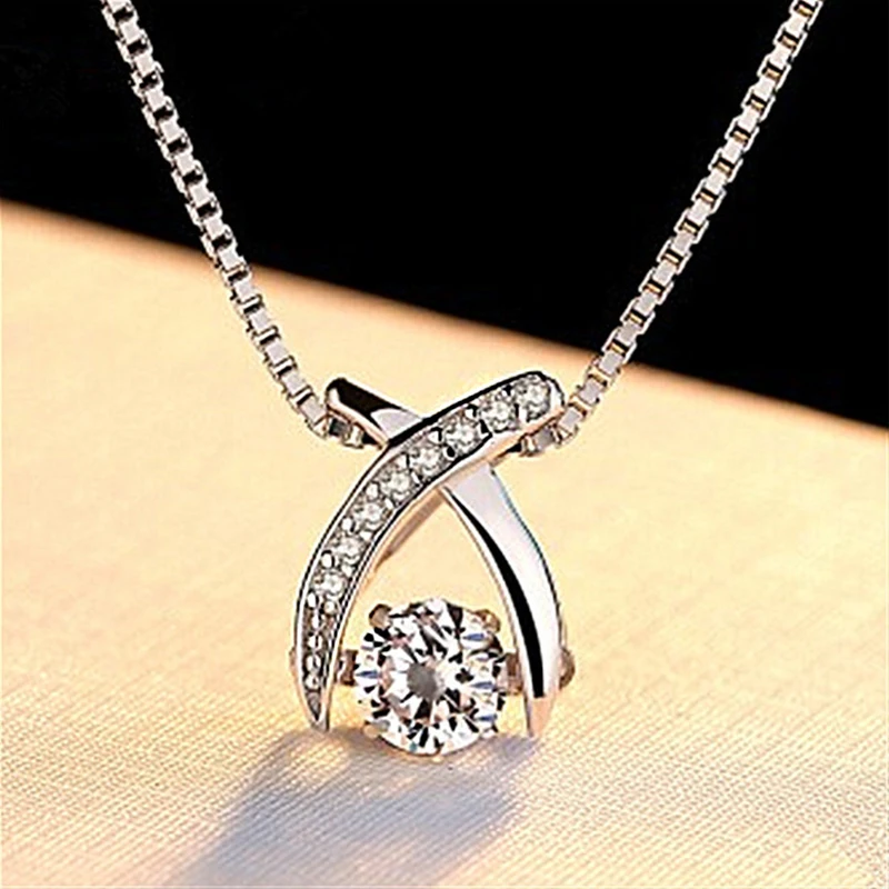 

Exquisite Crystal Zircon Water Drop Necklace Elegant Women's Wedding Clavicle Chain Charming Ladies Party Jewelry Girl Gifts