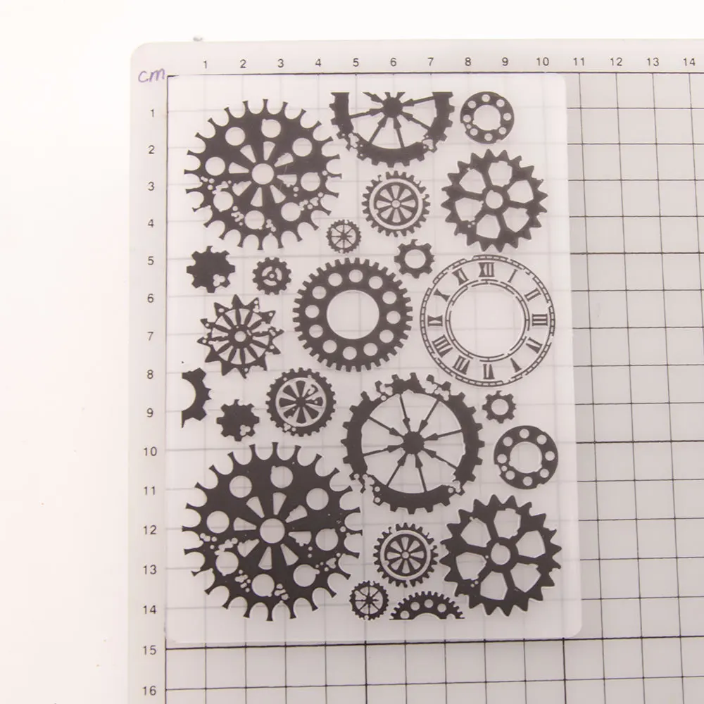 10.5x14.8cm Gear Steampunk Plastic Embossing folders For Scrapbooking DIY Template Fondant Cake Photo Album Card Making | Дом и сад