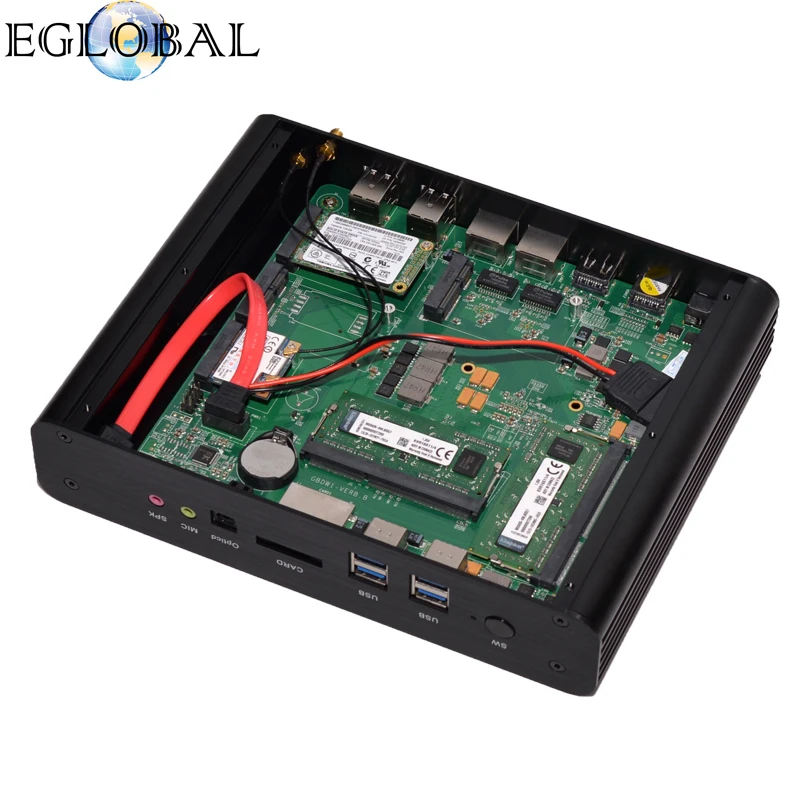 Мини компьютер Eglobal Intel Core i7 4650U без вентилятора прочный корпус 4K двойная Lan HDMI SD