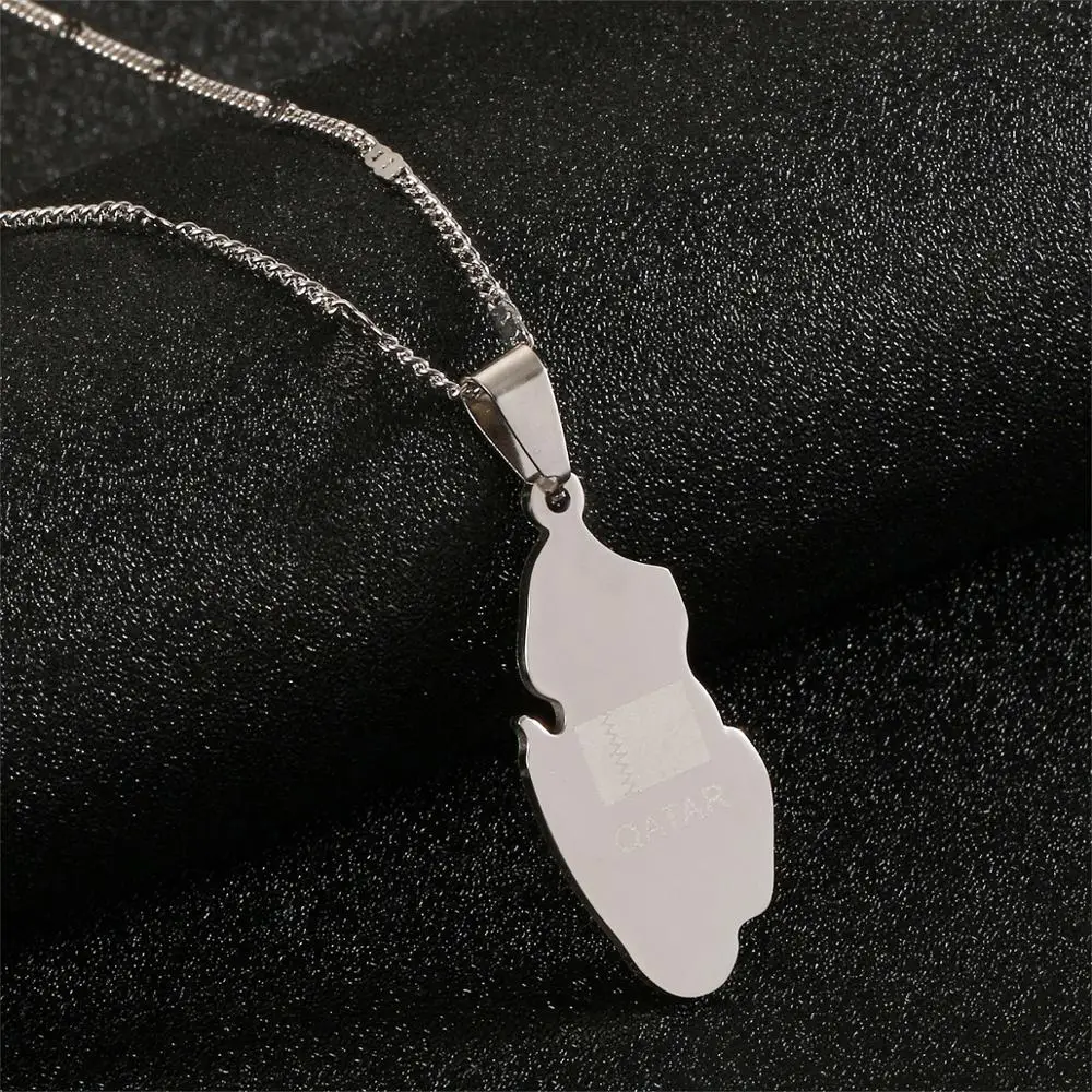 Нержавеющая сталь Катар страна карта кулон Цепочки и ожерелья состояние