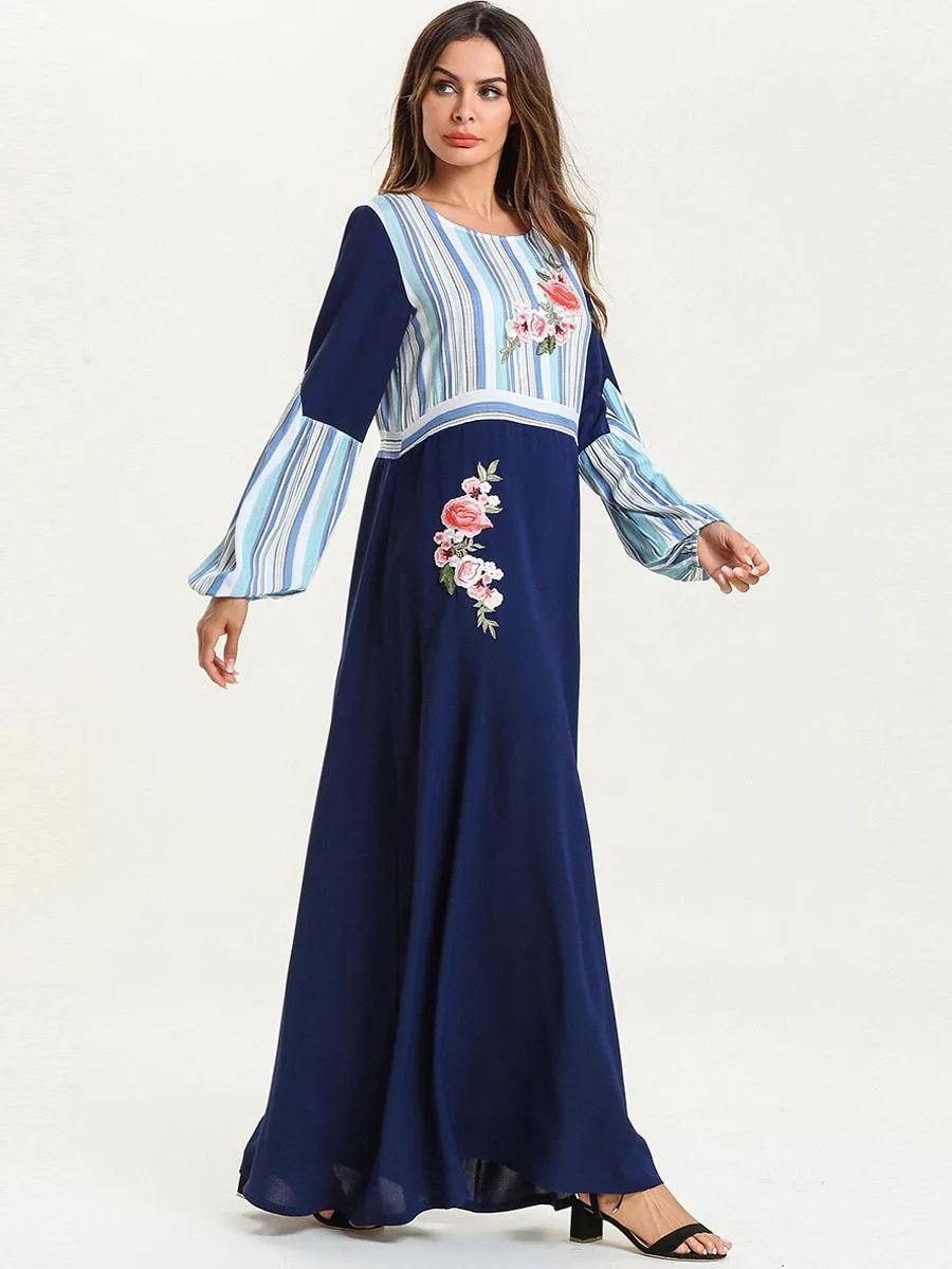 Платье женское Осеннее с длинным рукавом цветными полосками | Тематическая