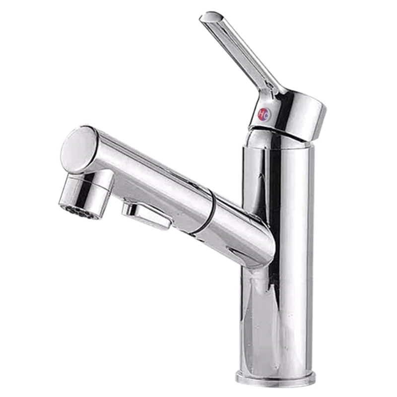 

Pull Out Bathroom Faucet Lavatory Faucet Centerset Bathroom Sink Faucet Metal Brass High Arc Spout Vanity Faucet