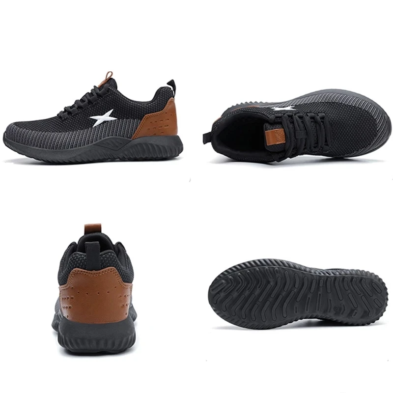 

Safety Work Shoes Men Steel Toe Cap Anti-smashing Working Boots Breathable Outdoor Construction Mesh Sport Shoes Plus Size