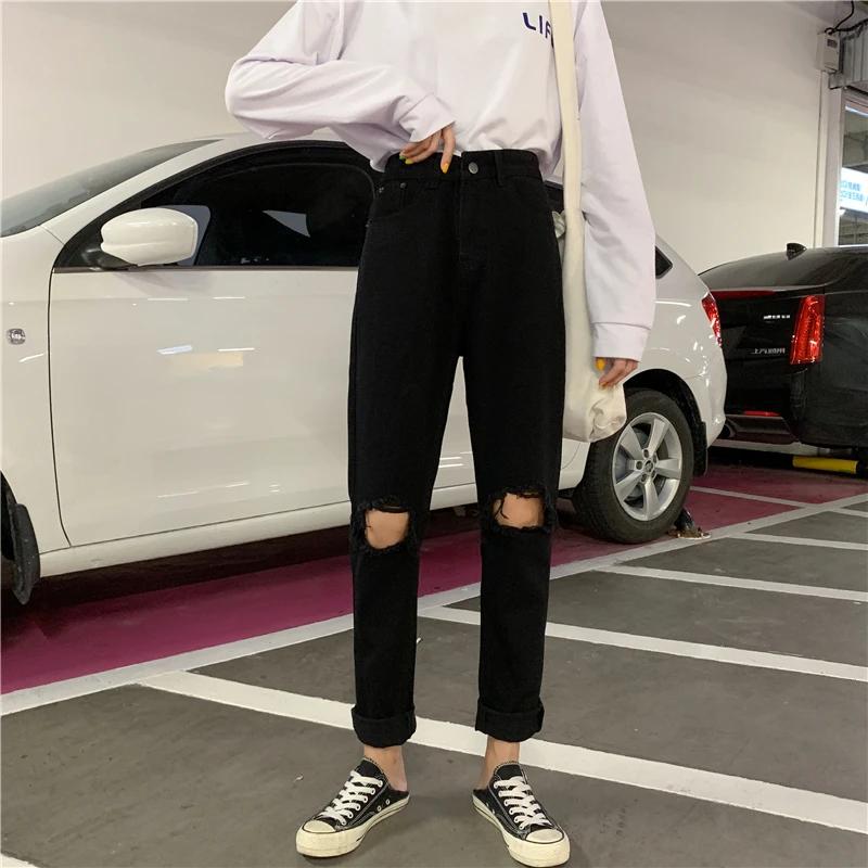 Новинка весна осень 2020 рваные джинсы большого размера в Корейском стиле с