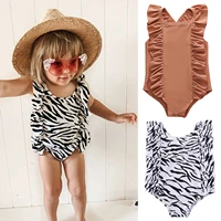 1 5y toddler kids baby girls swimsuit ruffle leopard print one piece swimwear summer bikini set sleeveless beach bathing suit