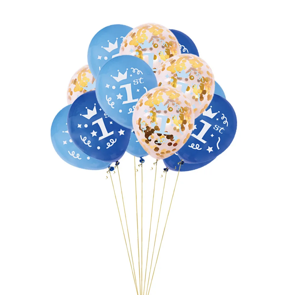 21 шт. воздушные шары для первого дня рождения синие розовые из фольги украшение