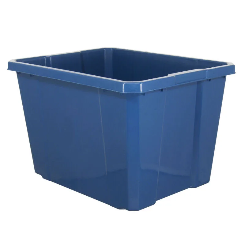 

Medium-sized plastic curbside 17-gallon household recycling bin, blue