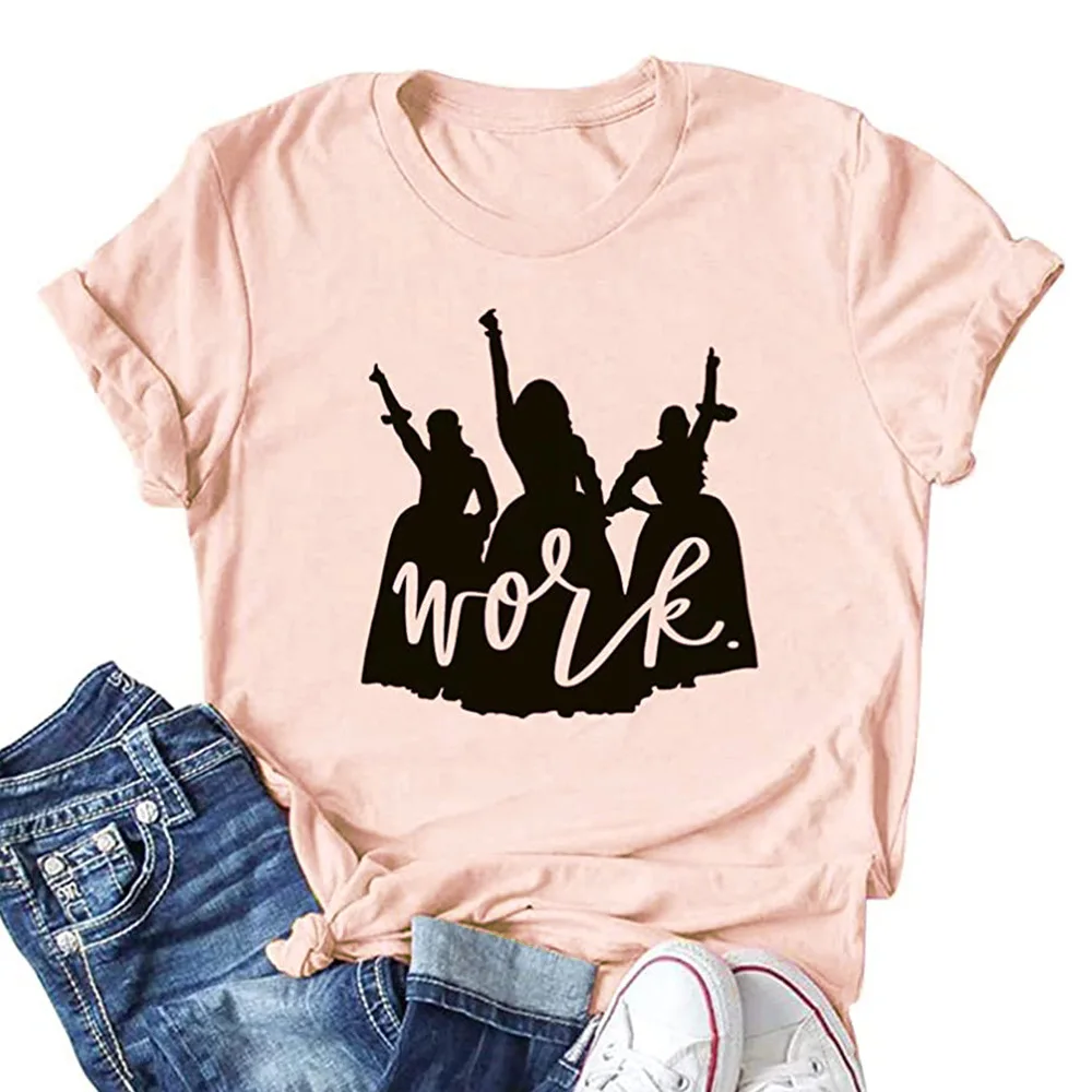 

Carney women's top work letter print round neck Casual Short Sleeve T-Shirt
