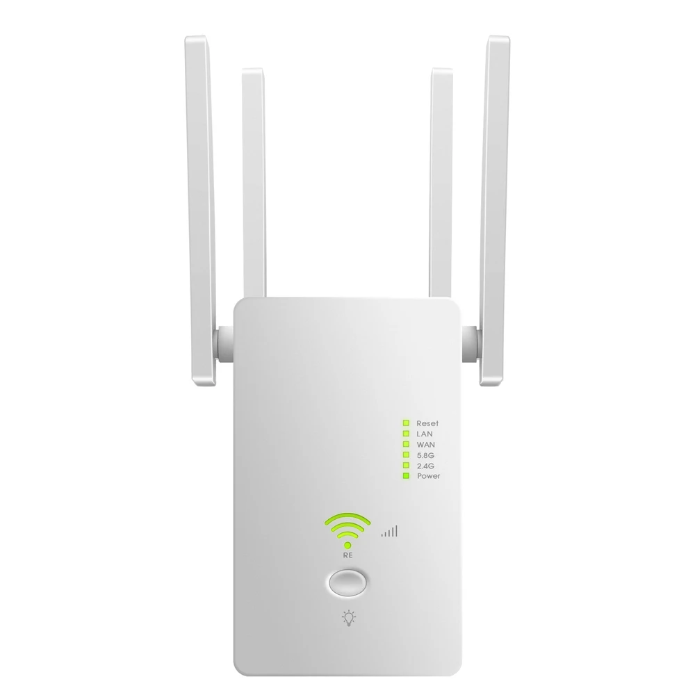 

AC1200Mbps WiFi Range Extender/Repeater/Router 802.11n Wireless WiFi Repeater 2.4GHz/5.8GHz with Four Antennas US/EU Plug